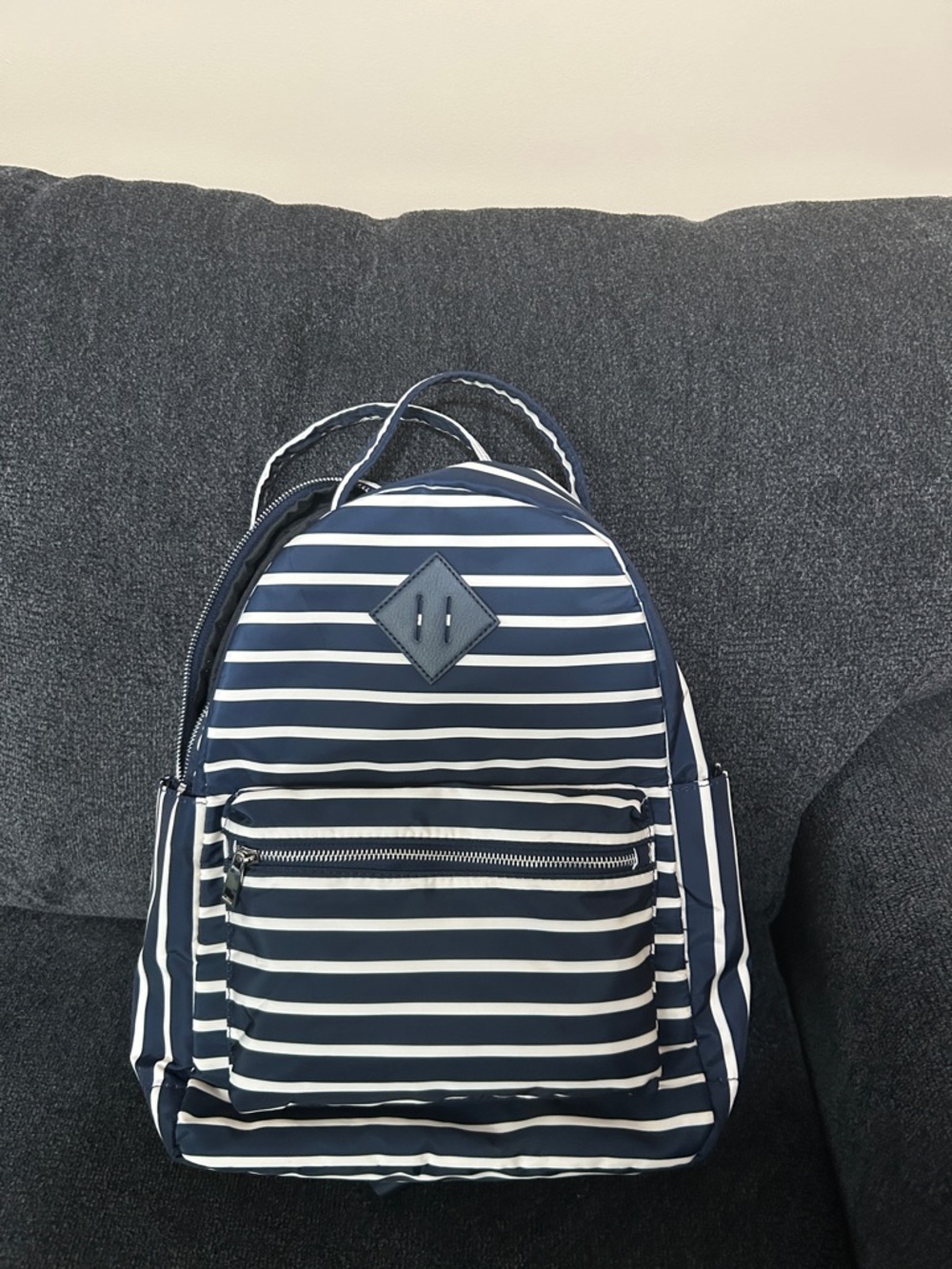 Time and Tru Navy and White Striped Backpack